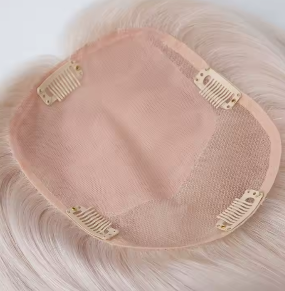 Sheila 12A grade Cuticle Aligned European virgin 5x6.5 Size Silk Base Topper Pure White Blonde