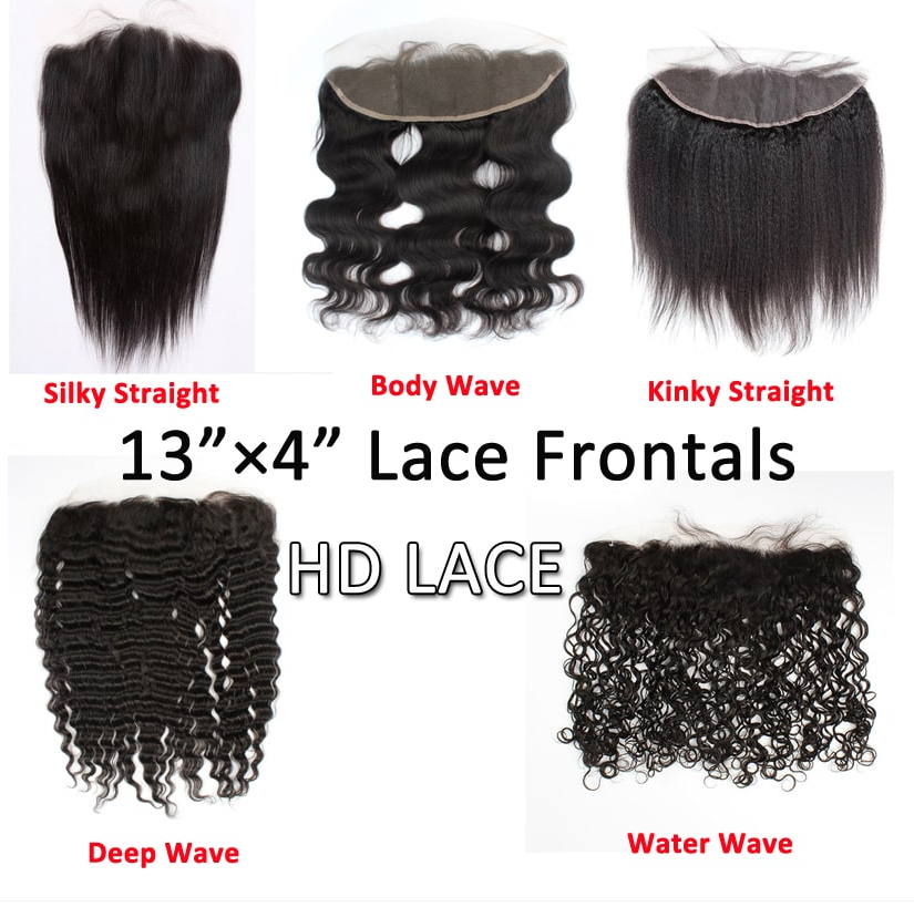 Invisible Transparent 13"×4" HD Lace Frontals, Indian Remy Hair