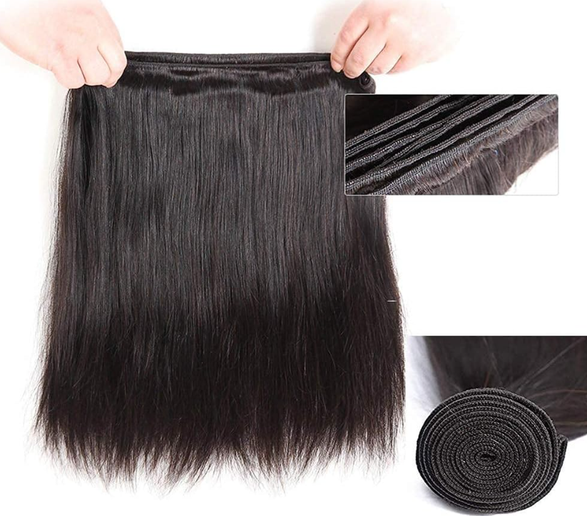 Indian Virgin Human Hair Straight A Lace Closure With 3 Bundles Deal