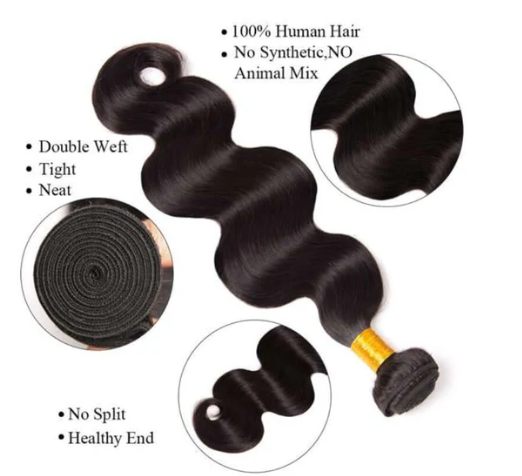 Indian Virgin Human Hair Body Wave A Lace Closure With 3 Bundles Deal