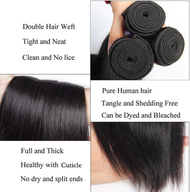Indian Virgin Hair Silky Straight A Lace Frontal With 3 Bundles Deal