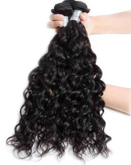 Indian Virgin Human Hair Water Wave A Lace Closure With 3 Bundles Deal