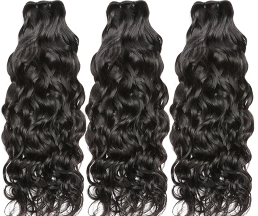 Water Wave Indian Virgin Human Hair Weaves 3 Hair Bundles Deal