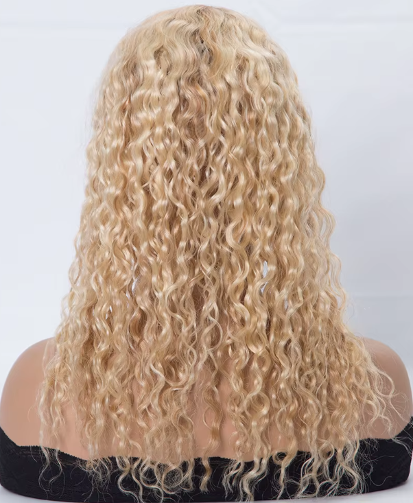 Sharon 16"Curly Texture Blonde Balayage Mono Topper 100% European Virgin Remy Human