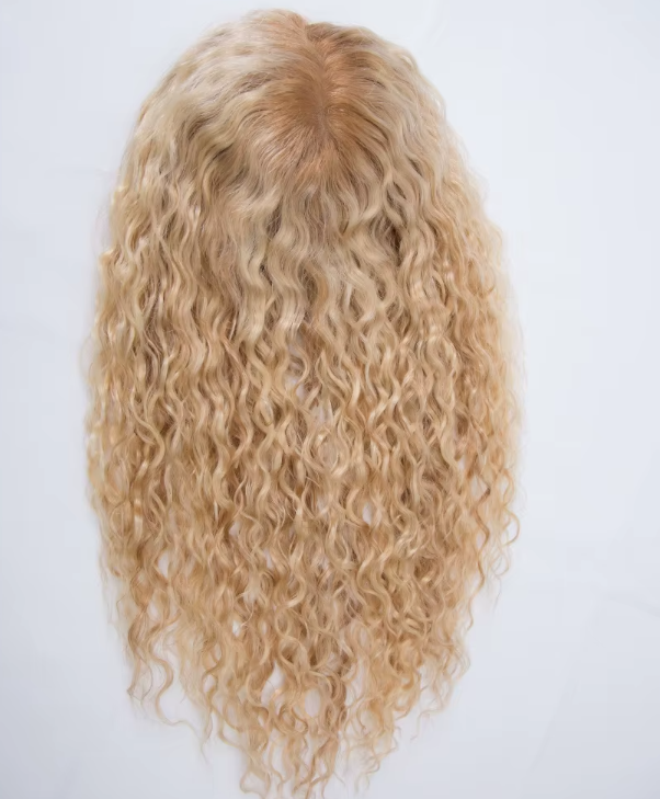 Sharon 16"Curly Texture Blonde Balayage Mono Topper 100% European Virgin Remy Human