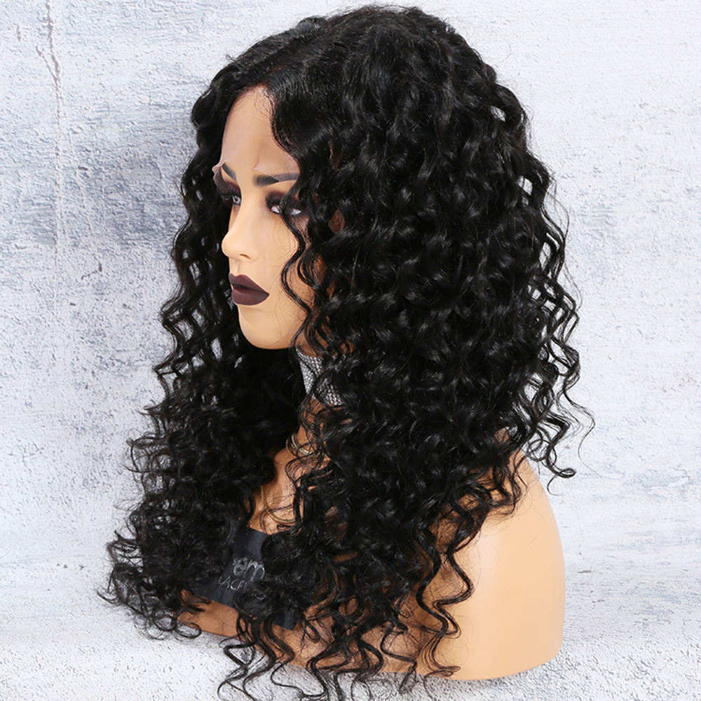 BRANDY 150% density 18 inch long curly Indian hair 360 lace front wig for women