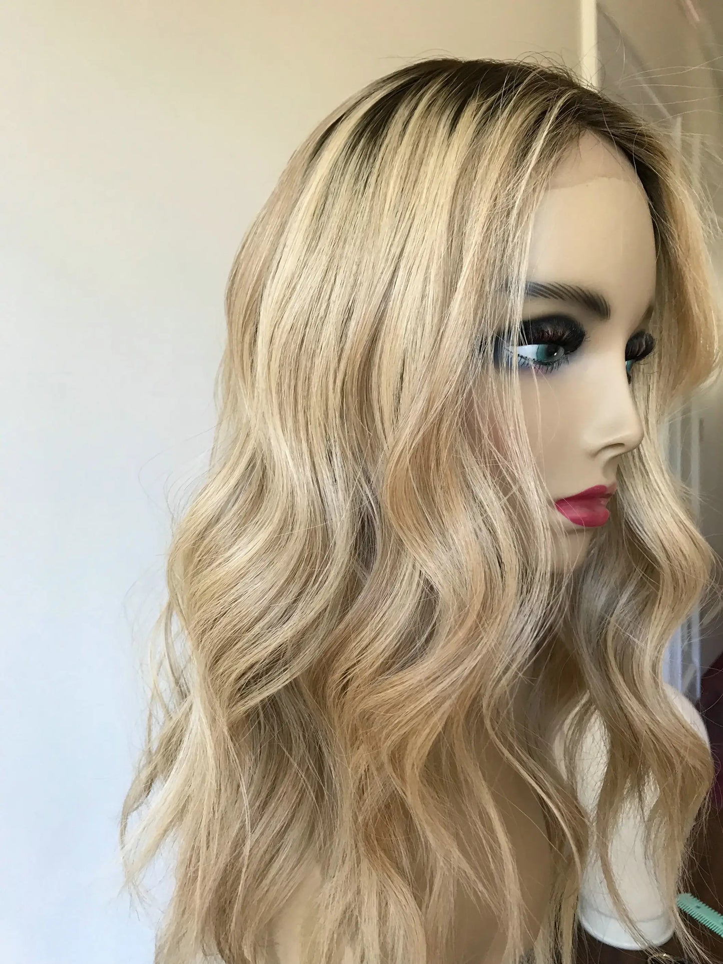 Nora Silk Top Invisible Knots Brazilian Virgin Hair Brown Roots Blonde 360 Lace Front Wig