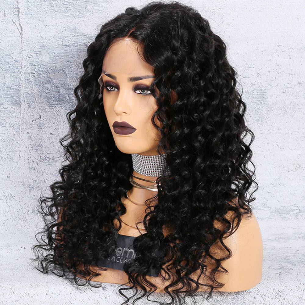 BRANDY 150% density 18 inch long curly Indian hair 360 lace front wig for women