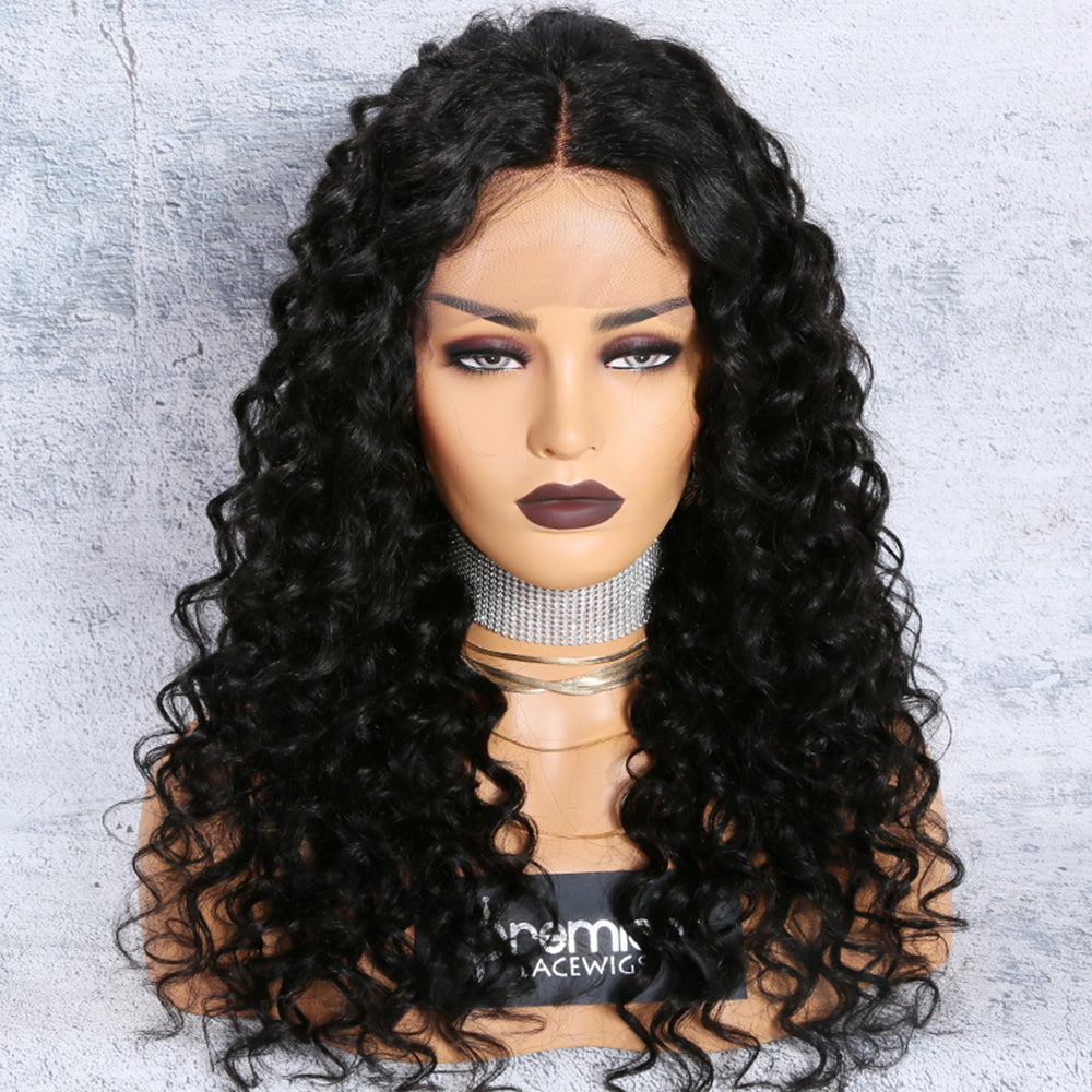 BRANDY 150% density 18 inch long curly Indian hair 360 lace front wig for women