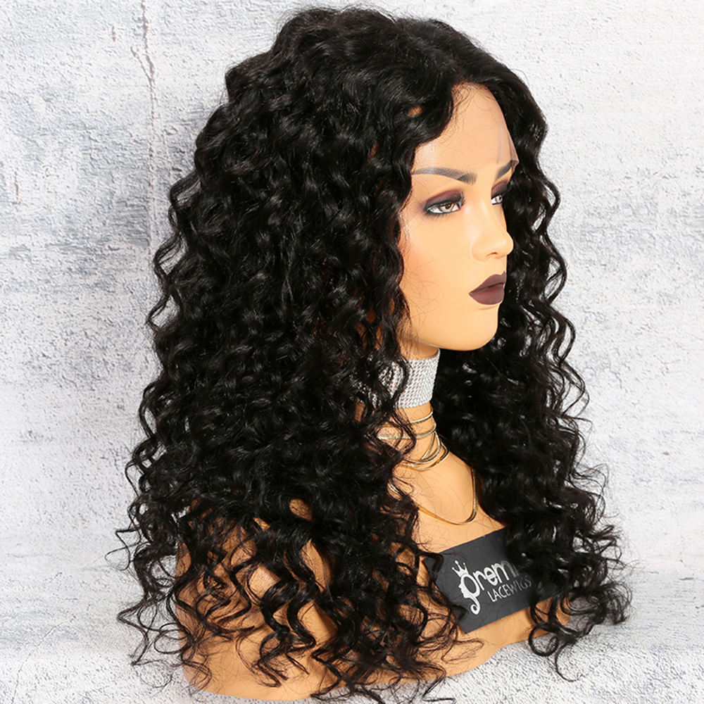 BRANDY 150% density 18 inch long curly Indian hair 360 lace front wig for women