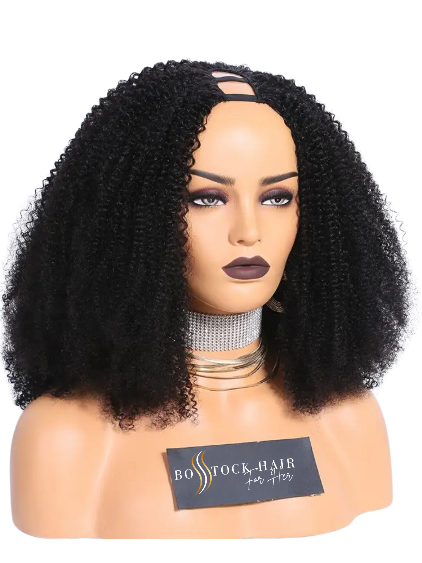 SAMARA Afro Kinky Curly Textured Indian Remy Human Hair U Part Wig