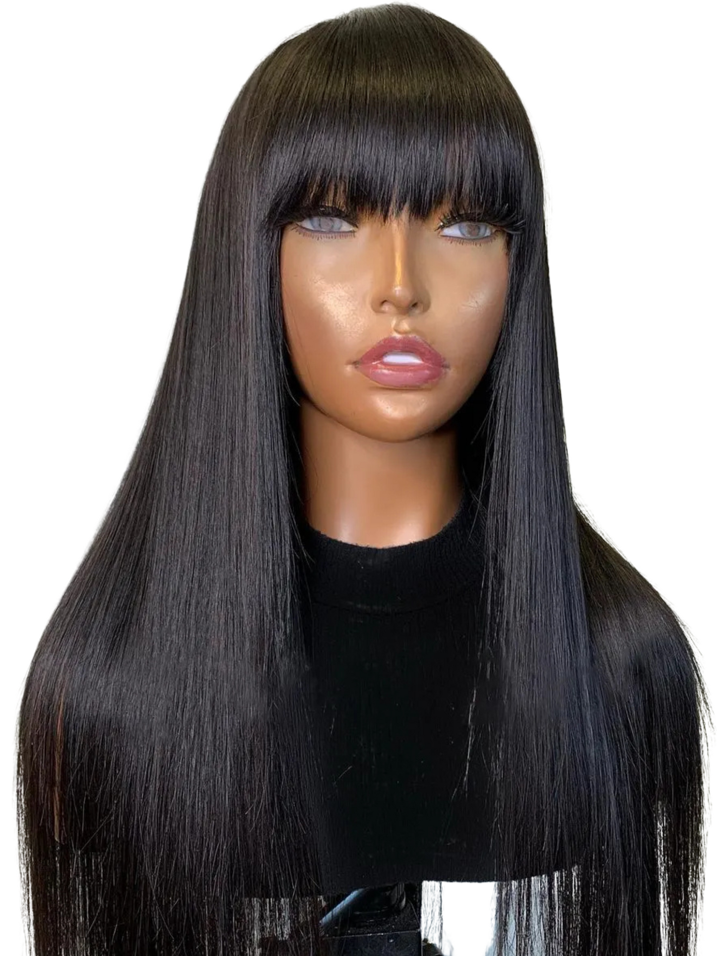 DESTINY Brown Color Human Hair Women Wigs With Bangs Silky Straight 13x6 Lace Frontal Wig