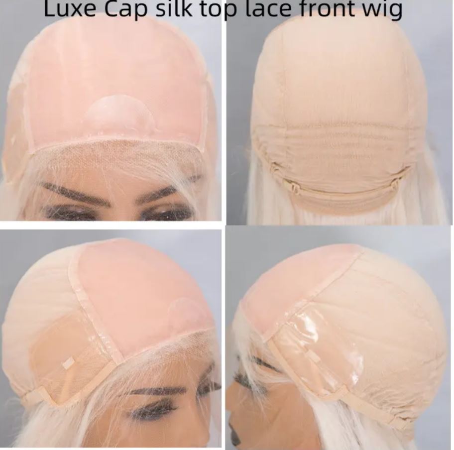 ANYA Platinum blonde 12A Grade Top Quality Virgin European Remy Hair Luxe Cap Silk Top Lace Front Medical Wig