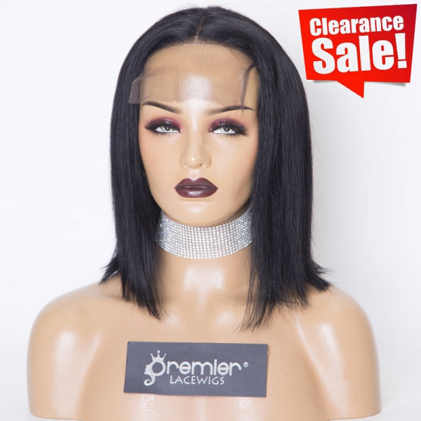 Clearance Sale Extra $30 Off T Part Lace Front Wig Bob Style Silky Straight Hair 1# 12" 150% Medium Size