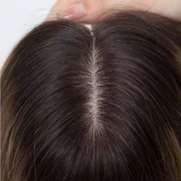 JOY Fully hand tied 4x4 inch Silk Top Rooted Brown Balayage 12A Grade 100% Virgin European Remy Hair Medical Wig