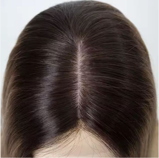 JOY Fully hand tied 4x4 inch Silk Top Rooted Brown Balayage 12A Grade 100% Virgin European Remy Hair Medical Wig