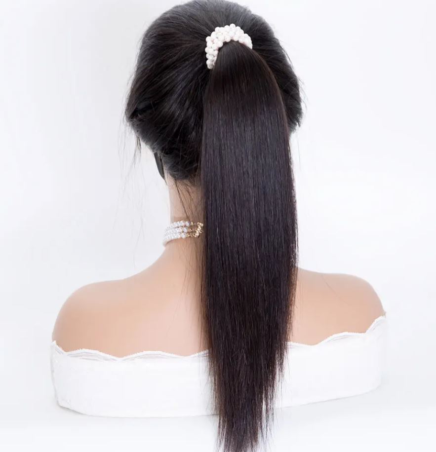 SURI Luxury Ponytail Human Hair 18 Inches Single Knots HD Lace