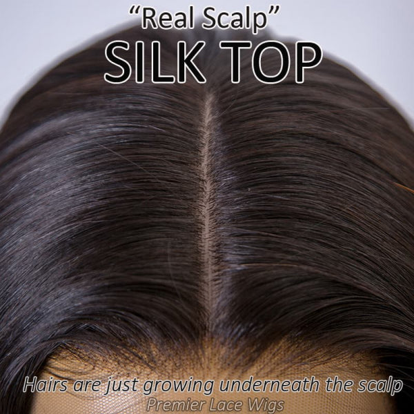 ALICIA "Real Scalp" Silk Top Full Lace Wigs 100% Hand-Tied, Brazilian Virgin Human Hair Deep Wave