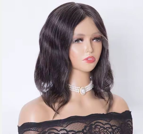 AMANDA Salt & Pepper Fully Hand Tied Mono Top 12A Grade 100% Virgin European Remy Medical Wig