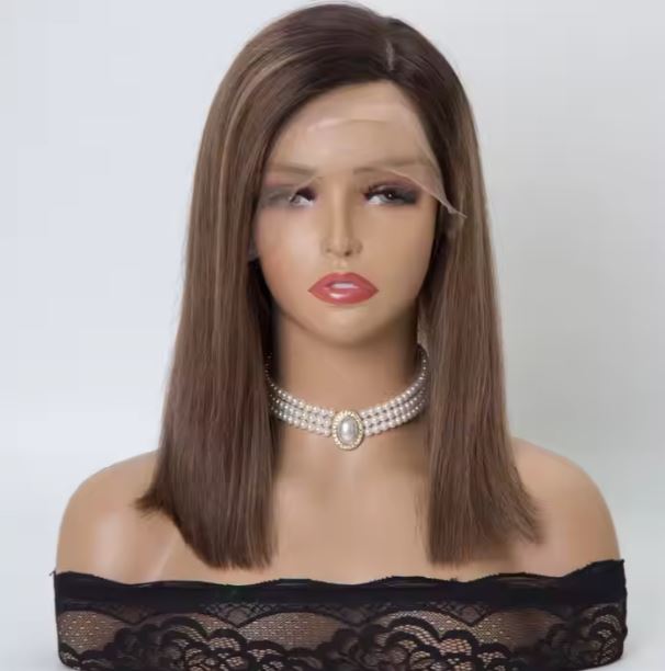 EVE Rooted Brown Balayage Fully Hand Tied  4*4 Inch Silk Top Medical wig