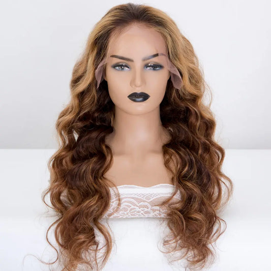GISELLE 13x6 Deep Parting Lace Front Highlight Color  180% Density Indian Human Hair Wig