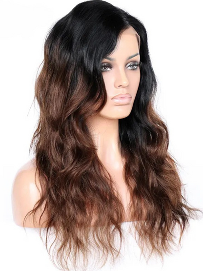 Rihanna Chocolate Brown 100%Brazilian Remy Hair Ombre Side Part