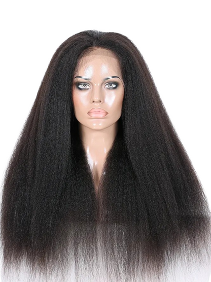 TASHA Kinky Straight 100% Brazilian Remy Human Hair 150% Density Pre Plucked Hairline 360 Degree Lace Wigs