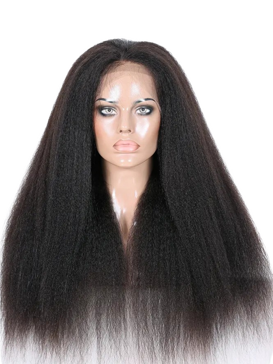 TASHA Kinky Straight 100% Brazilian Remy Human Hair 150% Density Pre Plucked Hairline 360 Degree Lace Wigs