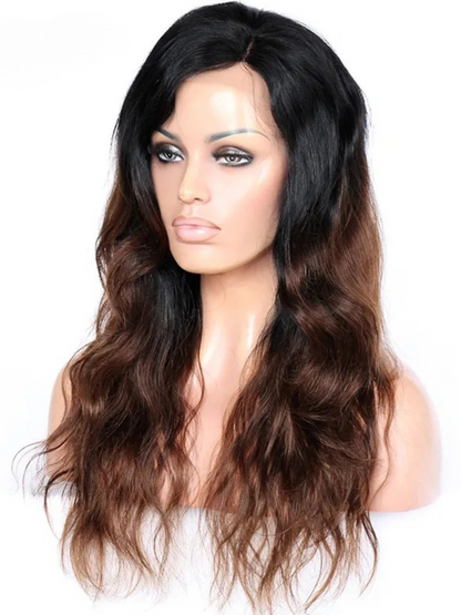 Rihanna Chocolate Brown 100%Brazilian Remy Hair Ombre Side Part