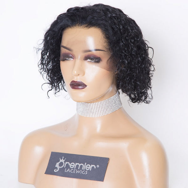 Clearance Sale Extra $30 Off 13"×1" Lace Front Wig Pixie Cut Short Curly Hair 1# 150% Large Size
