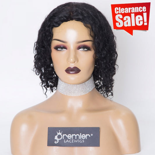 Clearance Sale Extra $30 Off Glueless Full Lace Wigs Indian Remy Human Hair 10mm Curl 1# 12" 120% , Medium Size