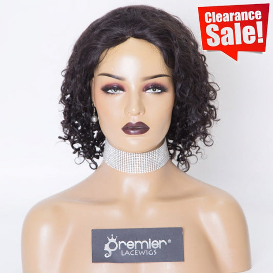 Clearance Sale Extra $30 Off Glueless Full Lace Wigs Indian Remy Human Hair Water Wave 1B# 12" 120% , Medium Size