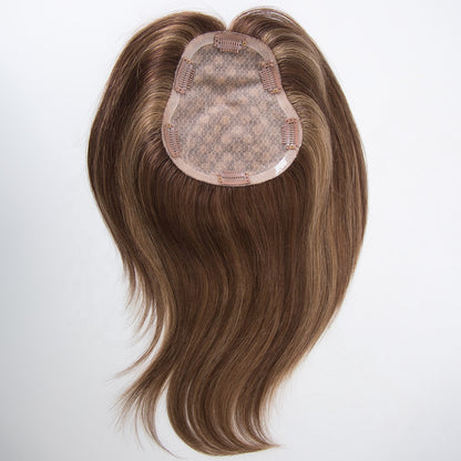 Silk base topper brown color 6x6 size virgin hair custom balayage color topper