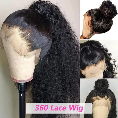 Sasha 360 Lace Front Wigs Human Hair, Deep Wave 360 Full Lace Frontal Wigs Human Hair Pre Plucked with Baby Hair HD Transparent Lace