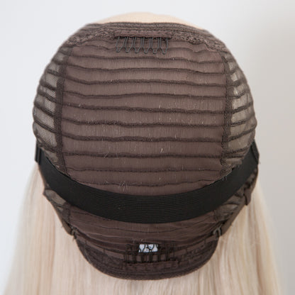 White blonde color single knots lace front wig European hair lace wig
