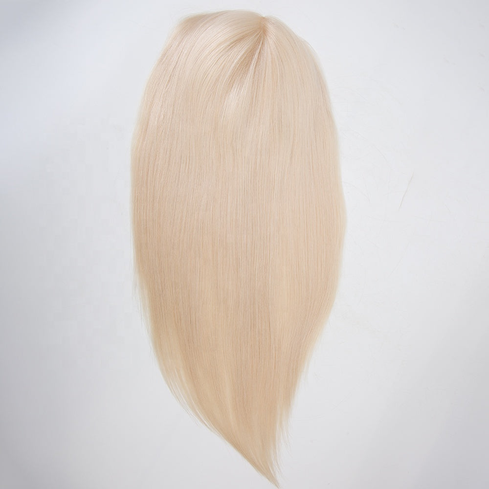 Mini wig blonde color lace topper big size high quality virgin hair topper can do wave hair