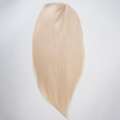 Mini wig blonde color lace topper big size high quality virgin hair topper can do wave hair