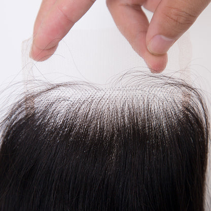 Hd lace 5x5 closure natural black color 120% density straight hair in stock