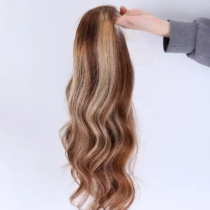 ALLESANDRA ombre brown balayage curly topper wig human hair topper wig 13*6'' HD Swiss Lace Front