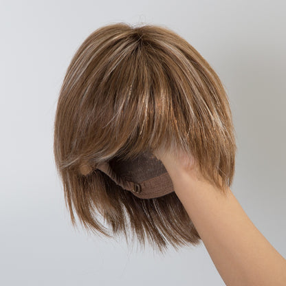Mono top full hand tied short balayage color topper for beauty 8-10 inch topper