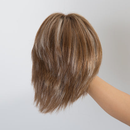 Mono top full hand tied short balayage color topper for beauty 8-10 inch topper