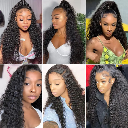 Sasha 360 Lace Front Wigs Human Hair, Deep Wave 360 Full Lace Frontal Wigs Human Hair Pre Plucked with Baby Hair HD Transparent Lace