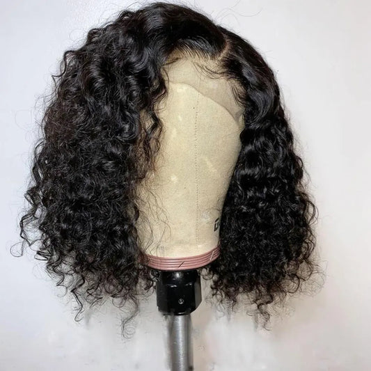 CELESTE Brazilian Short Kinky Curly Bob 13x4  Hd Transparent Lace Closure Glueless Wigs