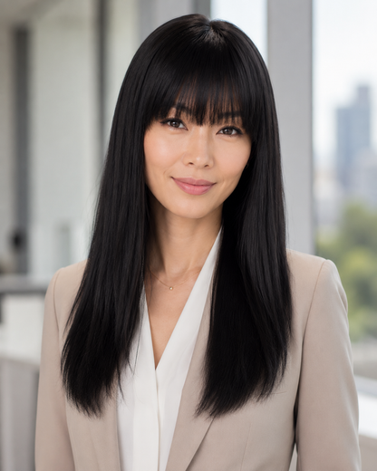 SUKI Silky Straight Bangs Wig | Grade 10A 100% Virgin Brazilian Remy Hair