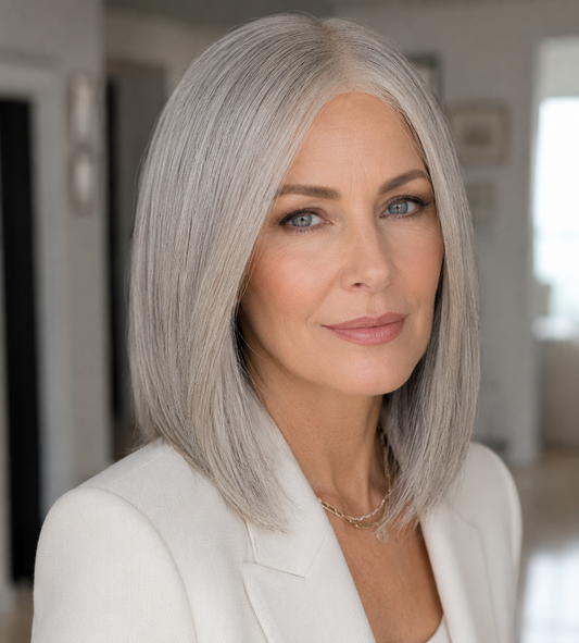 JANET Grade 12A 100% Virgin European Hair Grey Balayage Bob