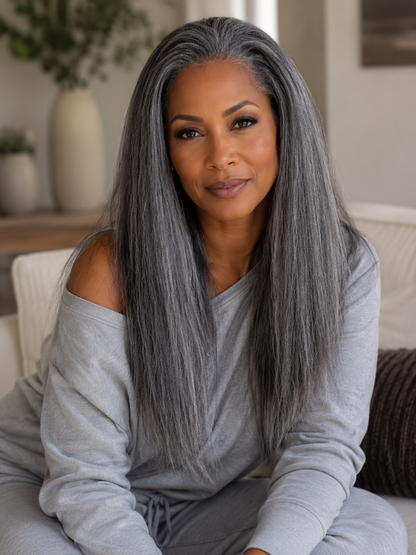 TABITHA Kinky Curly Grey Wig | Grade 12A Virgin Remy Human Hair | 13x4 HD Lace Front