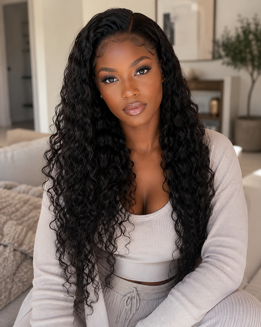 ALICIA "Real Scalp" Silk Top Full Lace Wig 100% Hand-Tied Brazilian Virgin Deep Wave Hair