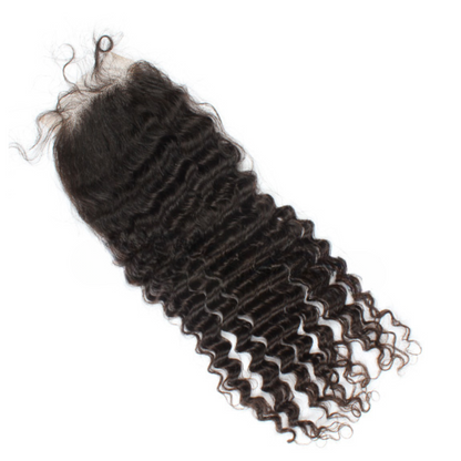 Transparent HD Lace 5×5 inches Lace Closures, Deep Wave Indian Remy Hair, Pre-plucked Hairline