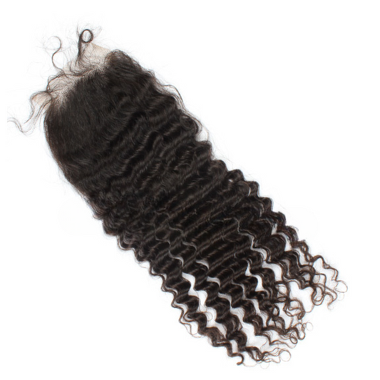 Transparent HD Lace 5×5 inches Lace Closures, Deep Wave Indian Remy Hair, Pre-plucked Hairline