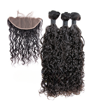 Indian Virgin Hair Loose Curl A Lace Frontal With 3 Bundles Deal